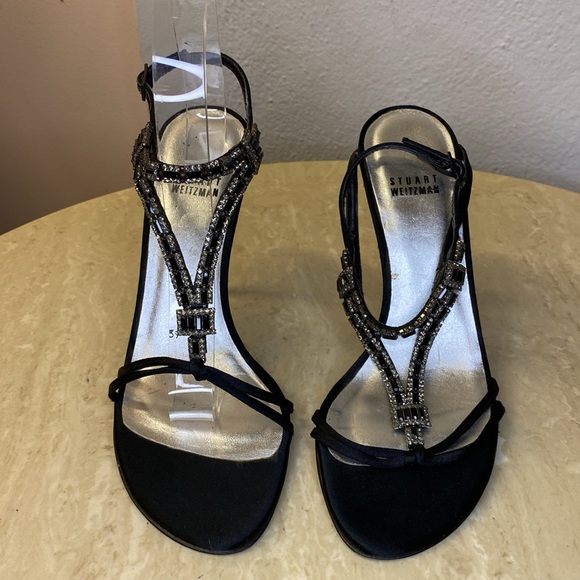 Stuart Weitzman Satin Rhinestone Sandals, 39 - Picture 1 of 8